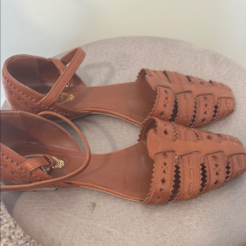 Tod's Brown Leather Sandals with Braided Design